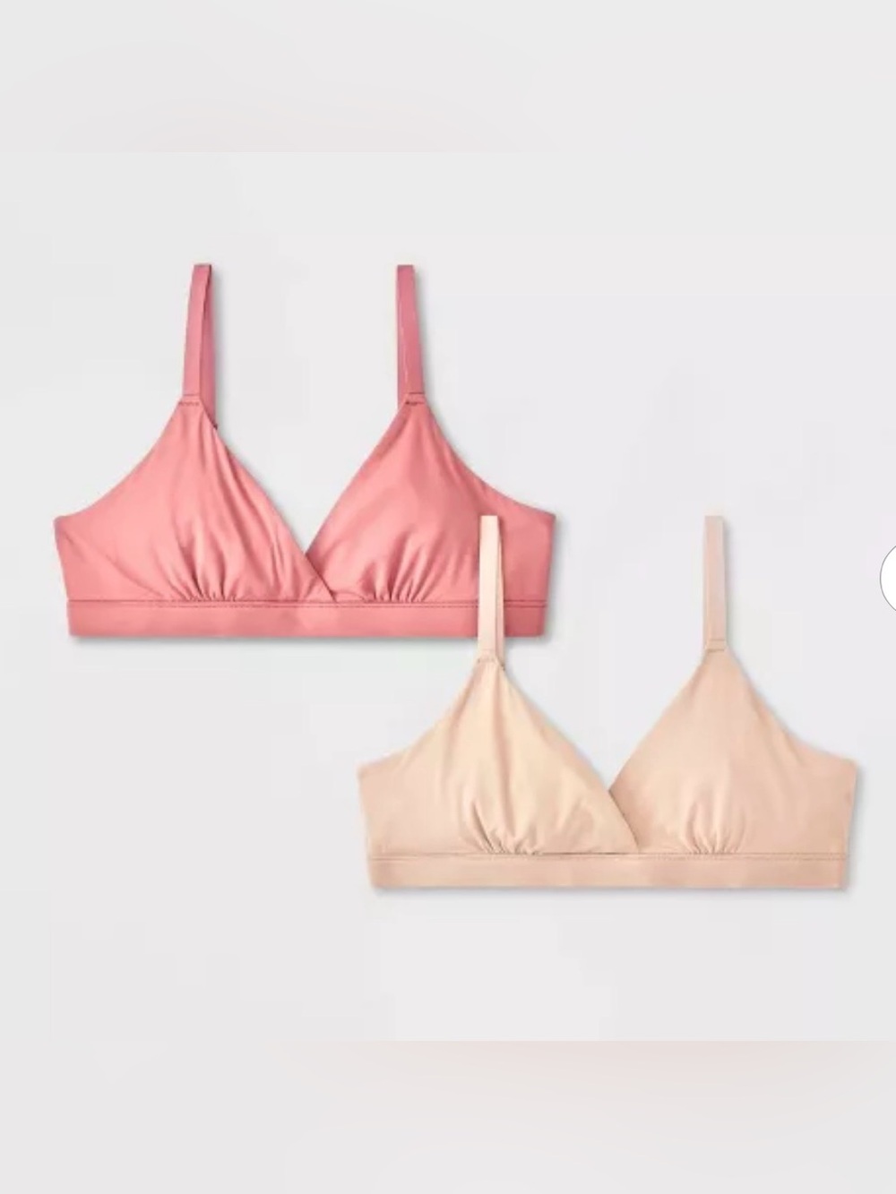 Art Class Girls' 2pk Fits All Triangle Bra - Sand Beige/Rose Size NWT